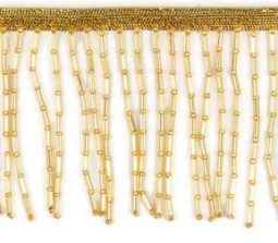 Gold 2 Inch Beaded Fringe 10 Yard Bolt